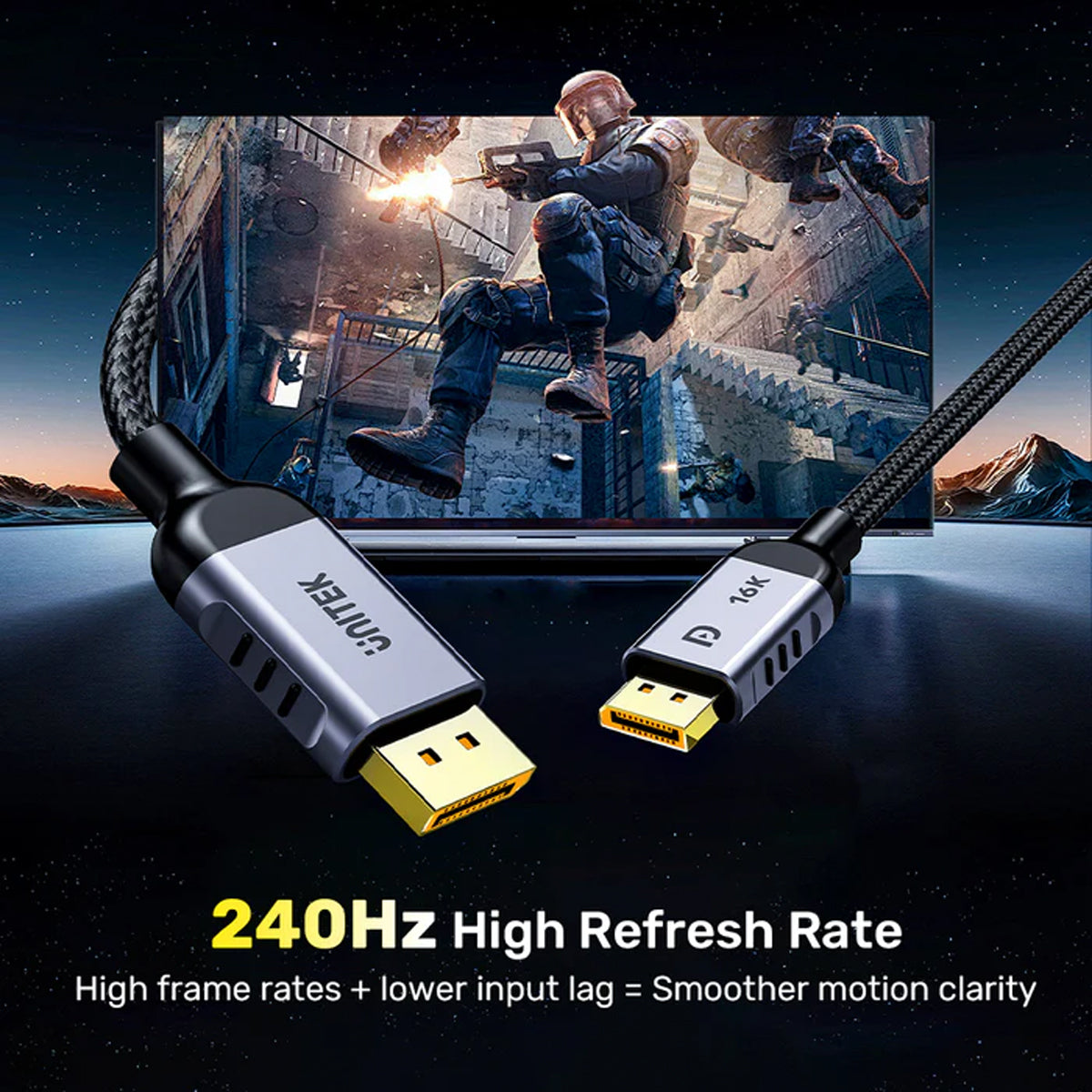 Unitek DisplayPort V2.1 Cable 4K@240Hz, 8K@120Hz, 16K@60Hz - 3m