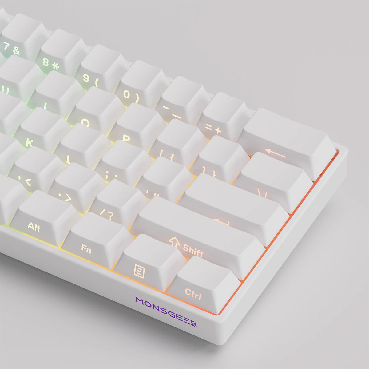 Akko Monsgeek Fun60 Pro 60% Wireless Hall-Effect Gaming Keyboard White - Glare Magnetic Switch