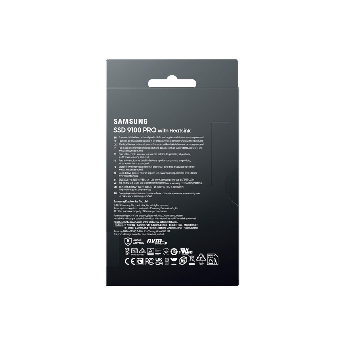 Samsung 9100 PRO 8TB Gen5 M.2 NVMe SSD With Heatsink