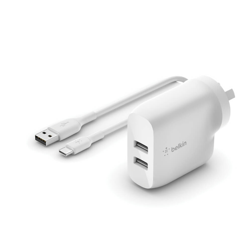 Belkin Dual USB-A Wall Charger 24W with MicroUSB Cable