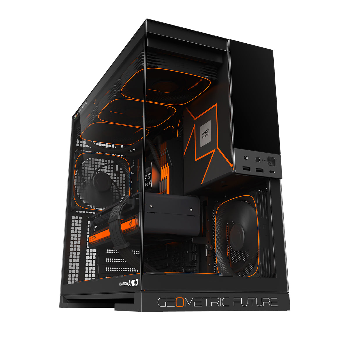 PCケース(自作PC用) Geometric Future Model 5 BLACK Geometric Future Model 5 Mid Tower Glass Case with 5 Fans, Black
