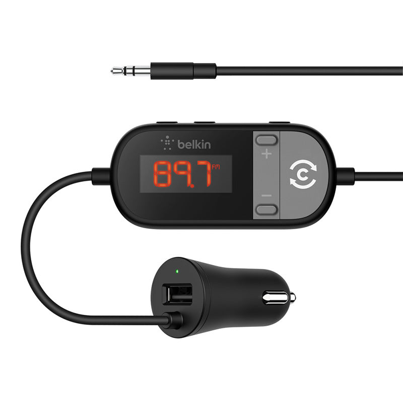 Belkin TuneCast In-Car 3.5mm to FM Transmitter with USB Car Charger