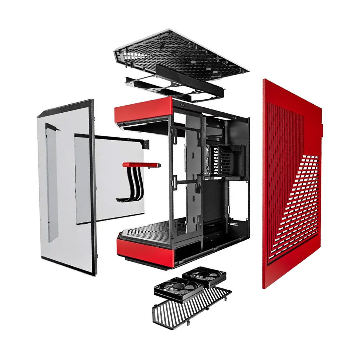 HYTE Y60 Tempered Glass Mid Tower Case Red and Black