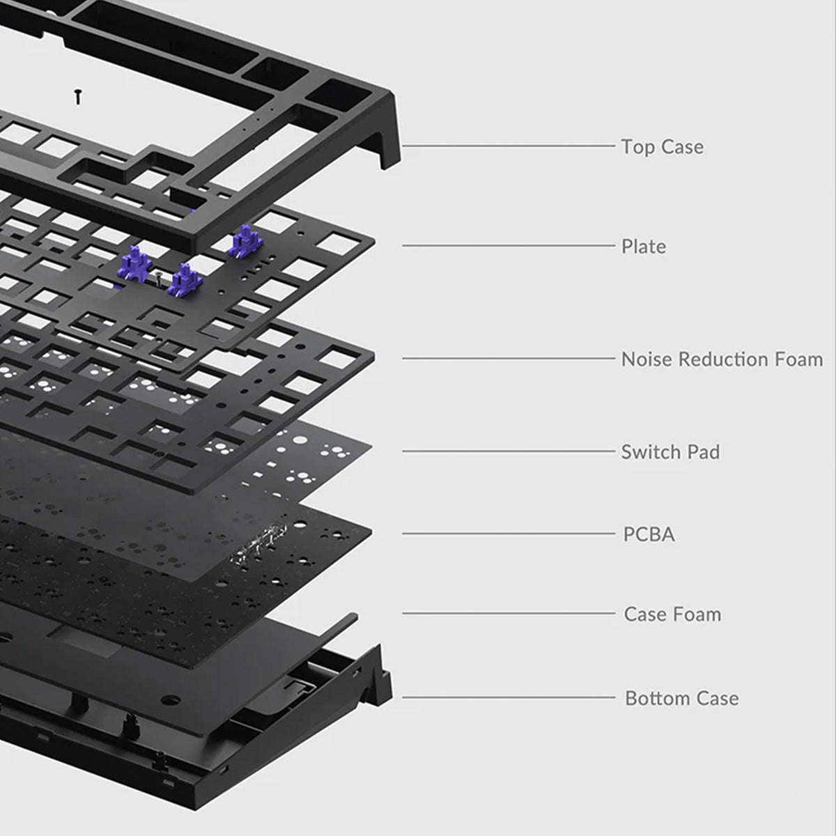 Akko Monsgeek MG75W Black 75% RGB Wireless Barebone Mechanical Keyboard