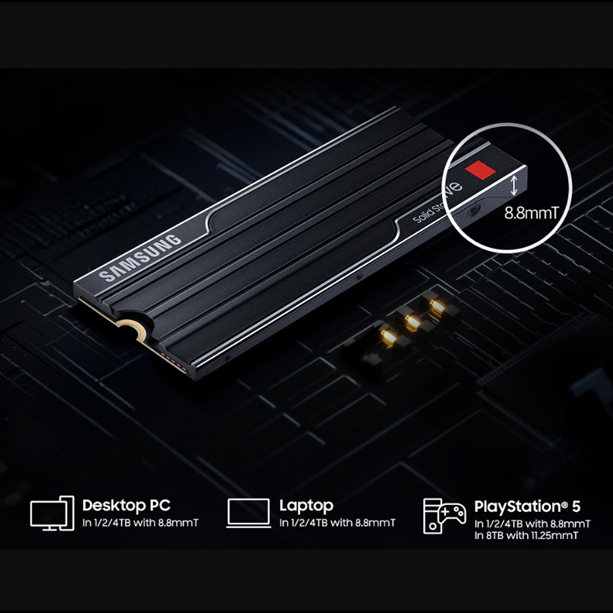 Samsung 9100 PRO 1TB Gen5 M.2 NVMe SSD With Heatsink