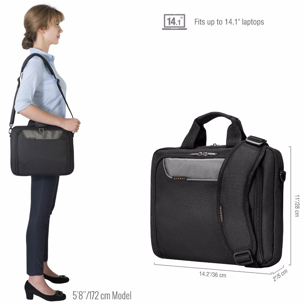 Everki Advance Briefcase Laptop Bag - Up to 14.1''