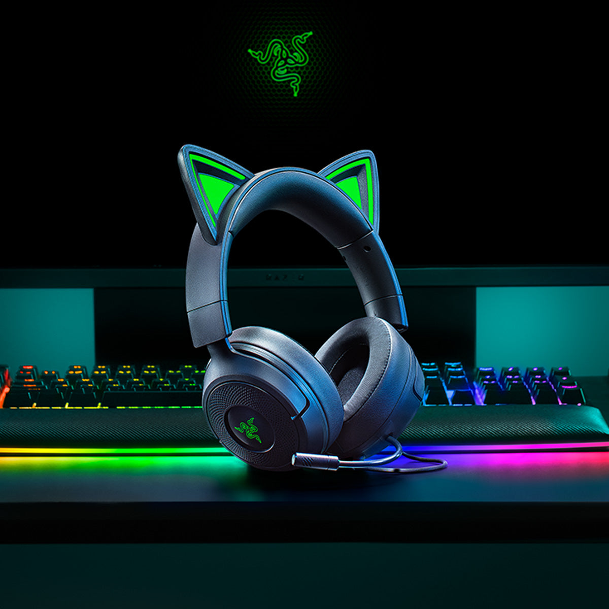 Razer Kraken Kitty V3 X Wired Gaming Headset with Kitty Ears - Black