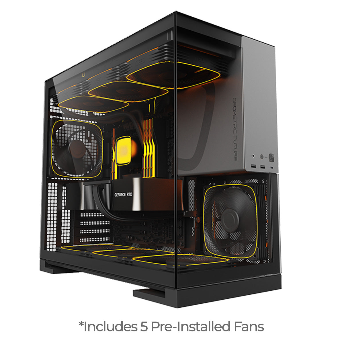 Geometric Future Model 5 ATX Mid Tower Case 5 Fans - Black/Grey
