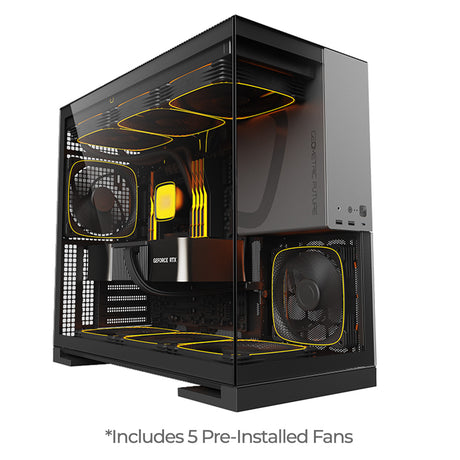 Geometric Future Model 5 ATX Mid Tower Case 5 Fans - Black/Grey