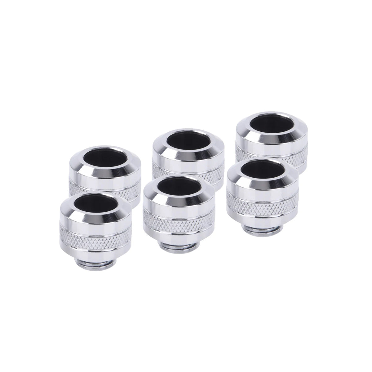 Alphacool Eiszapfen Pro 13mm Hard Tube Compression Fitting Six Pack - Chrome