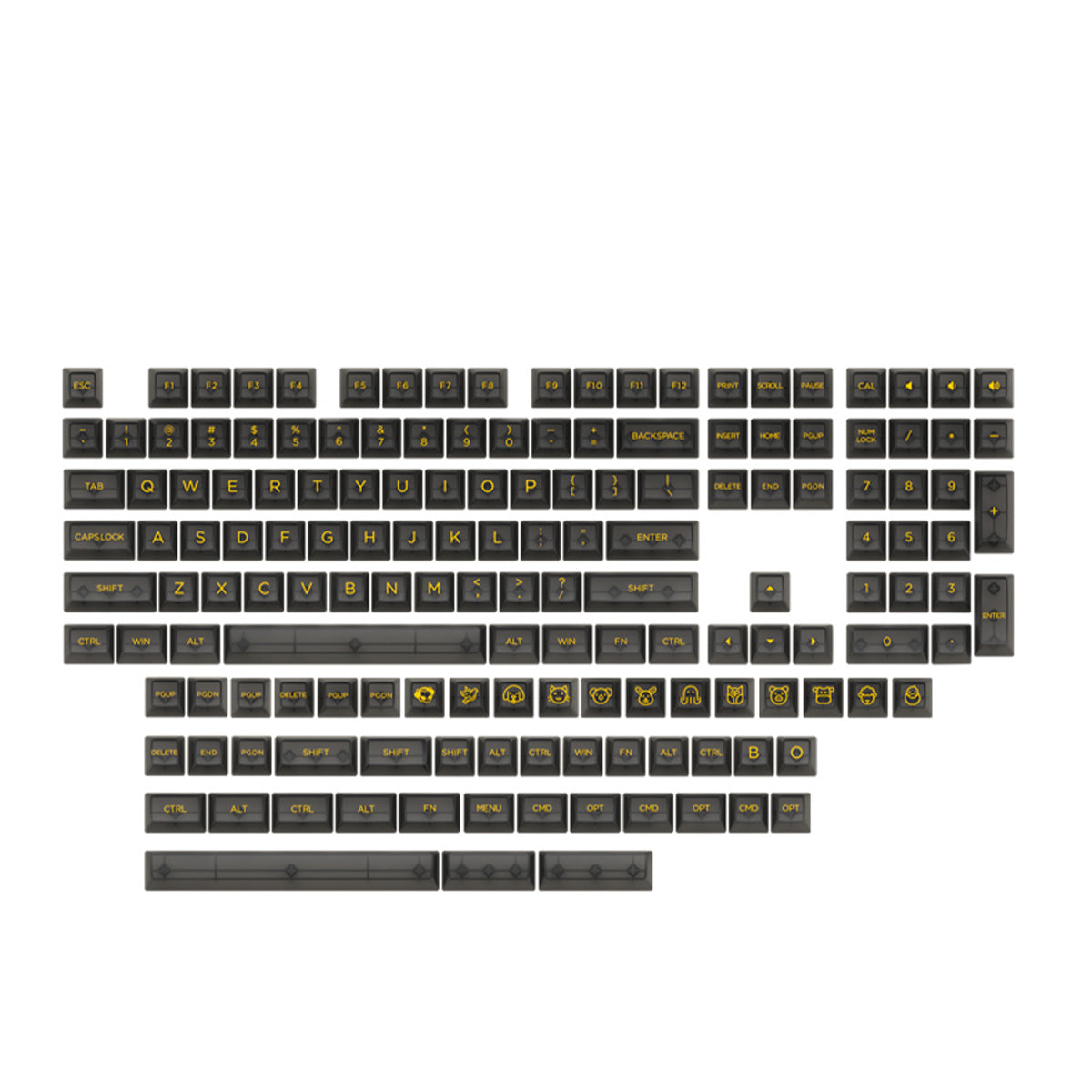 Akko ASA Clear Translucent 155 pcs Polycarbonate Keycaps Black V2