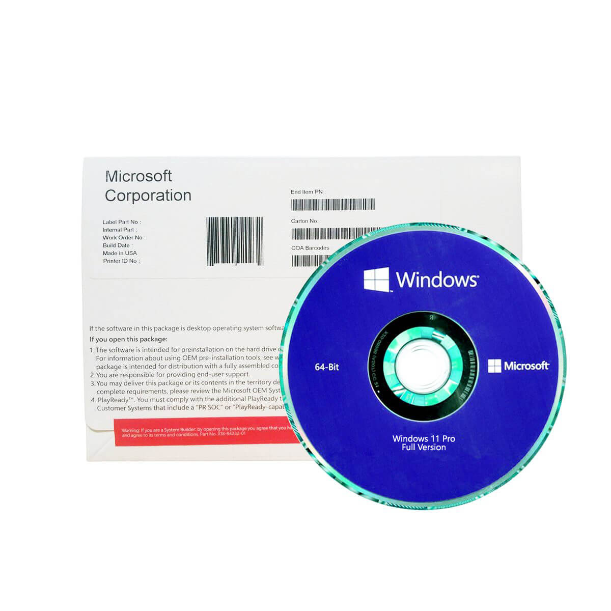 Microsoft Corporation Windows 11 Pro 64bit Eng Intl 1PK DSP OEI DVD