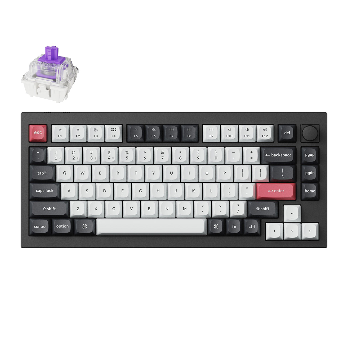 Keychron Q1 HE 75% RGB Carbon Black Wireless Mechanical Keyboard - Magnetic Nebula Switch