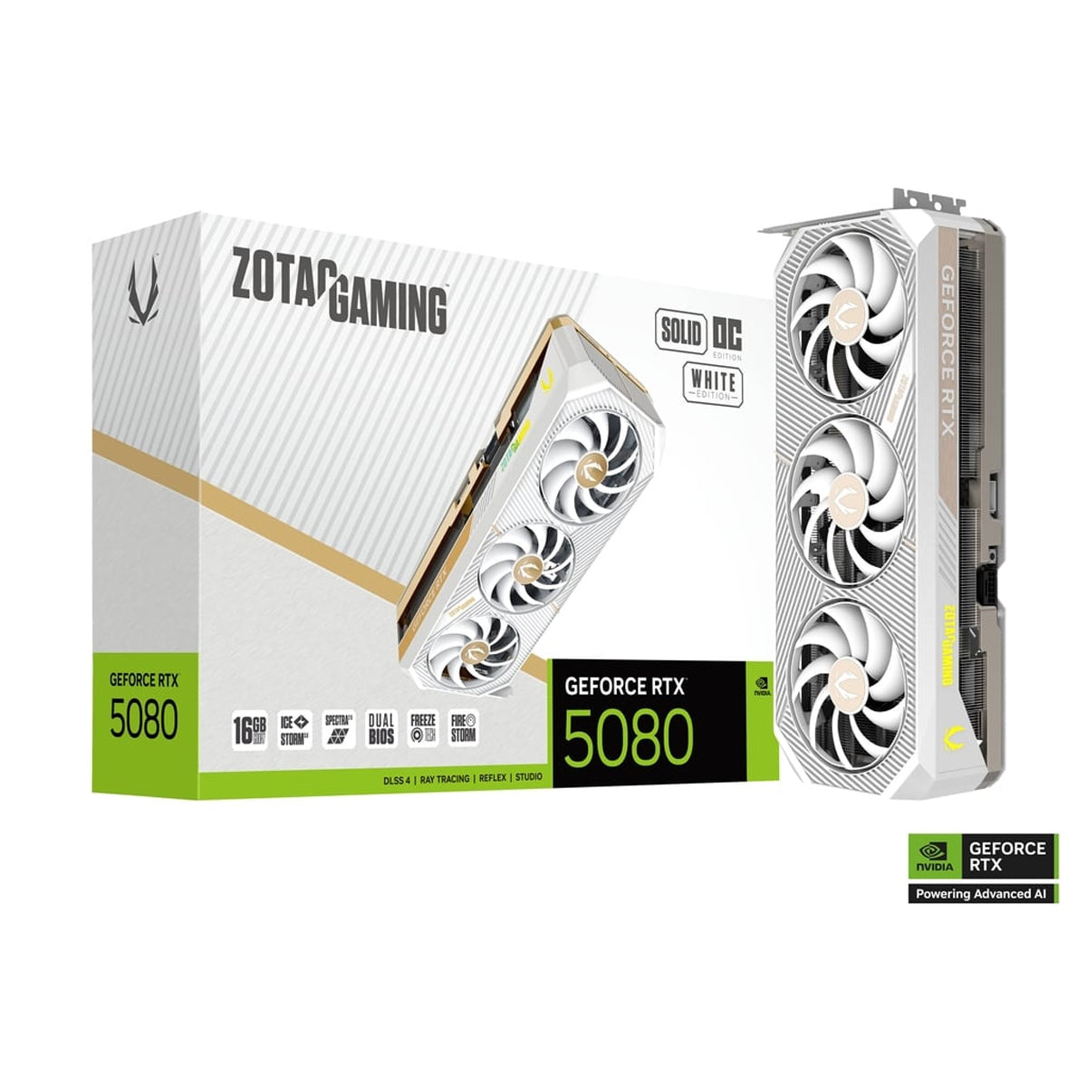 ZOTAC GeForce RTX 5080 SOLID OC WHITE EDITION 16GB Graphics Card