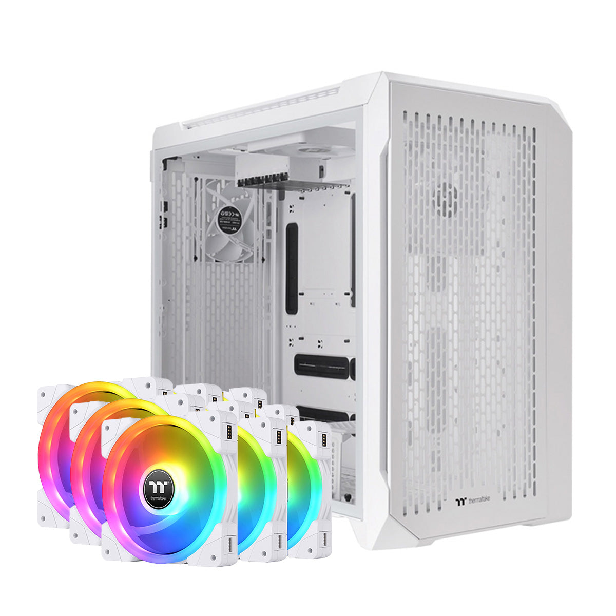 Thermaltake CTE C750 AIR E-ATX Full Tower Case TG + SWAFAN EX14 140mm ARGB Fan 9 Pack - White