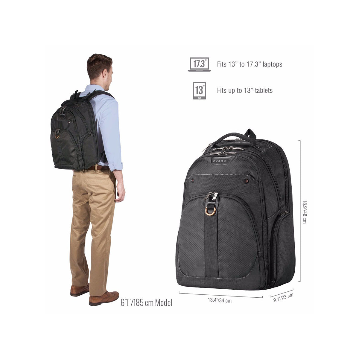 Everki Atlas Travel Laptop Backpack Up to 17.3