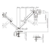 Lumi LDT49-C024 Double Aluminum Spring-Assisted Monitor Arm - White