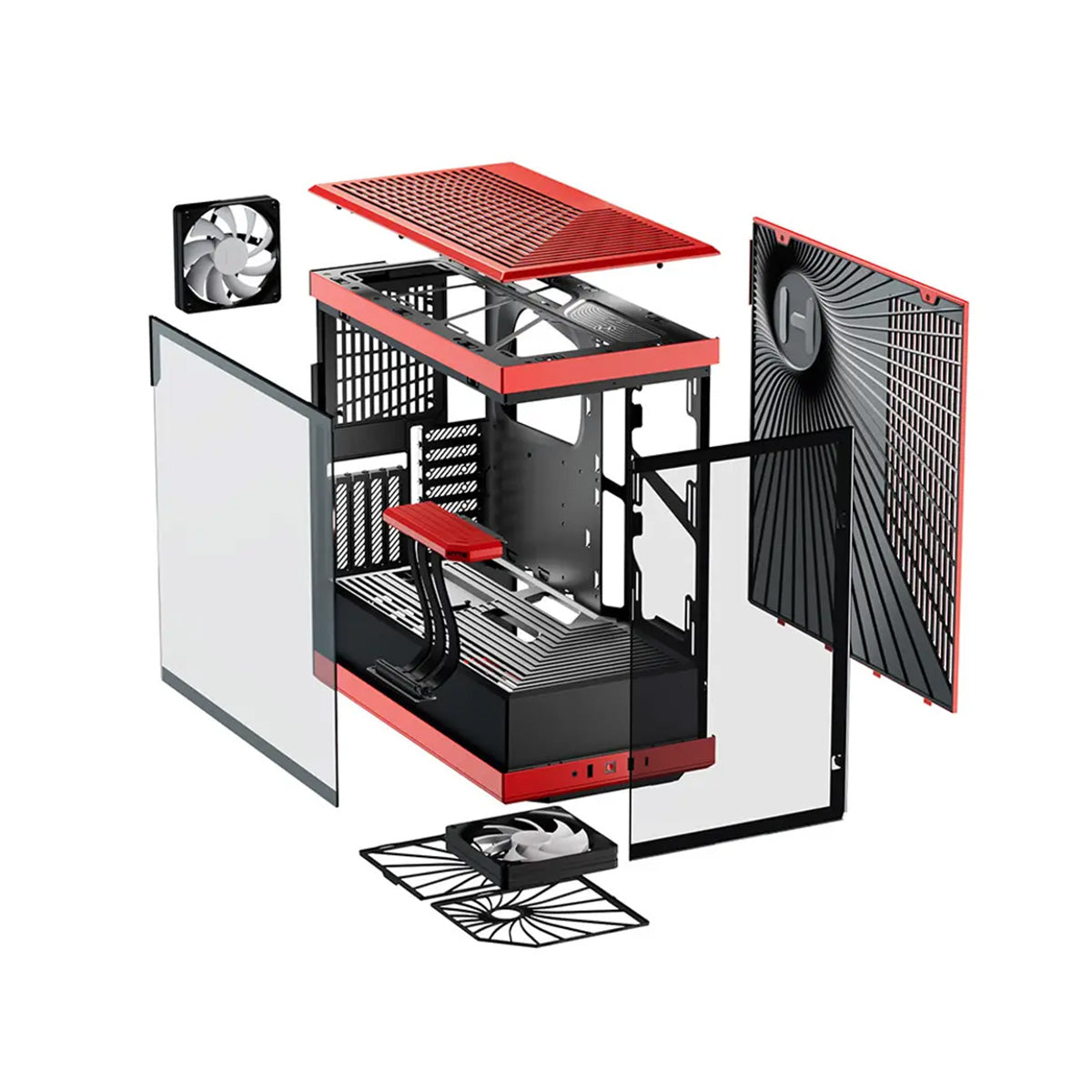 HYTE Y40 Tempered Glass Mid Tower Case Red and Black