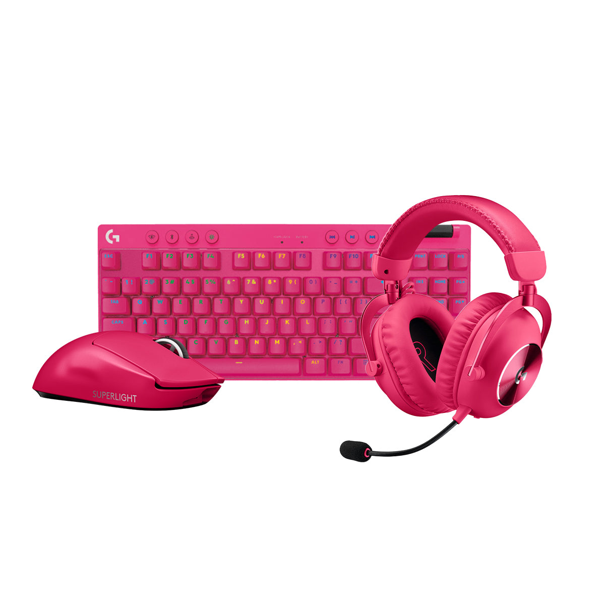 Logitech G Pro X Keyboard Mouse Headset Magenta Bundle
