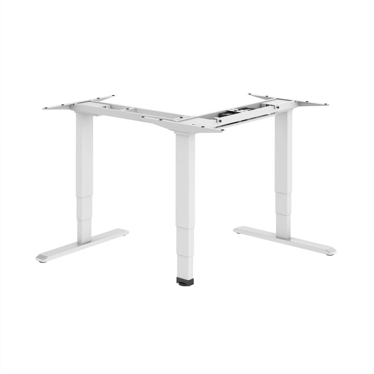 Brateck Lumi L-Shape Electric Sit-Stand Desk Frame With Triple Motors White Colour