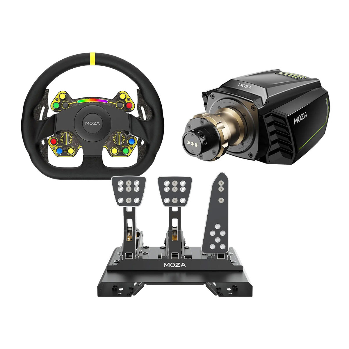 Moza R21 V2 + CRP Pedals + RS D-Shape Wheel Bundle